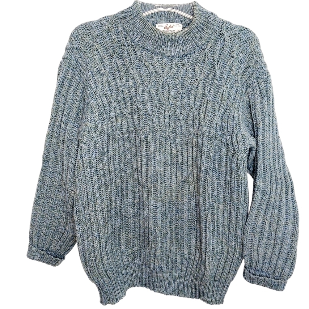 Vintage Byford 100% Wool Made in England Pullover Sweater Large Thick Cable Knit
